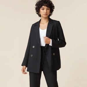 Vetta Convertible Blazer Black Double Breasted Jacket Vest Zip Off Sleeve Office